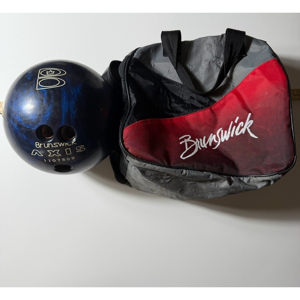 Brunswick Axis 10.2lb Bowling Ball Blue Swirl w/ Bag & Cover Drilled